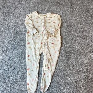 harp angel Baby Girl Footed Sleeper newborn‎ Floral Ruffle Zip Pajamas bamboo